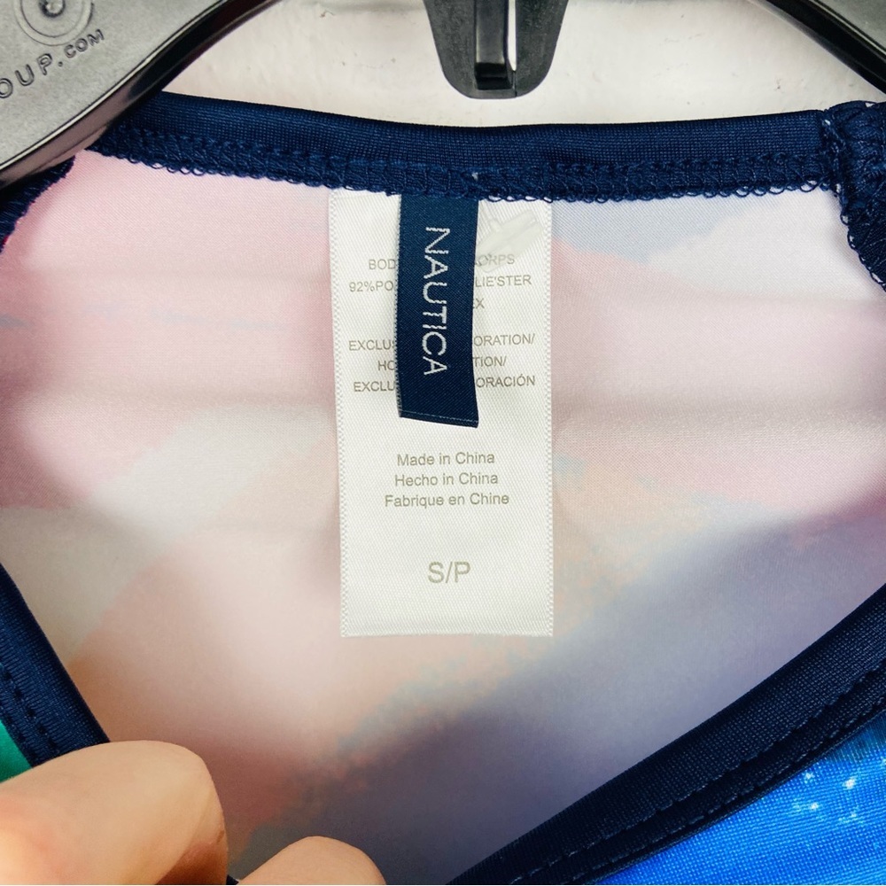 NWT NAUTICA UPS 30+ multi colored paint brush long sleeve rash guard size small - Picture 5 of 14